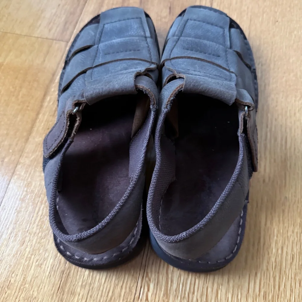 Eddie Bauer Men's Brown-Gray Leather Sandals, Size 10